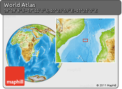 Physical Location Map of the Area around 18° 1' 4" S, 40° 52' 30" E