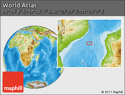 Physical Location Map of the Area around 18° 1' 4" S, 40° 52' 30" E