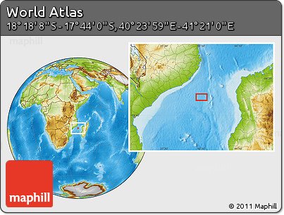 Physical Location Map of the Area around 18° 1' 4" S, 40° 52' 30" E