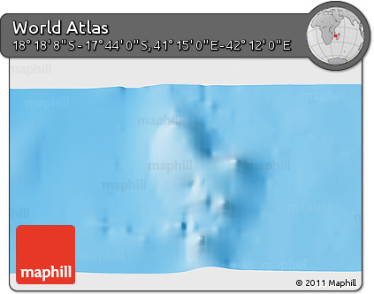 Shaded Relief 3D Map of the Area around 18° 1' 4" S, 41° 43' 30" E