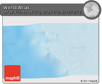 Shaded Relief 3D Map of the Area around 18° 1' 4" S, 43° 25' 29" E