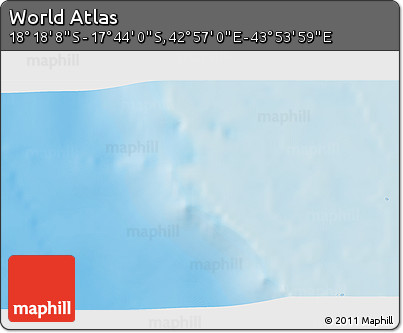 Shaded Relief 3D Map of the Area around 18° 1' 4" S, 43° 25' 29" E