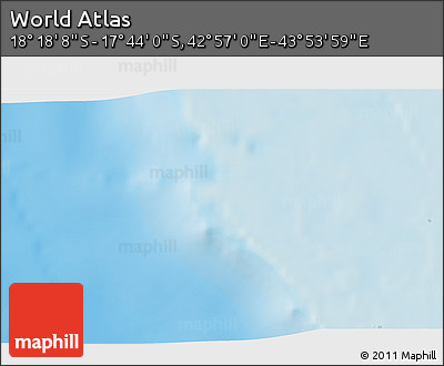 Shaded Relief 3D Map of the Area around 18° 1' 4" S, 43° 25' 29" E