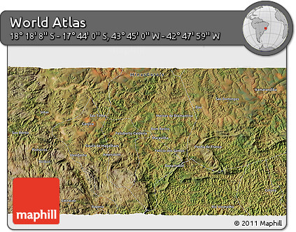 Satellite 3D Map of the Area around 18° 1' 4" S, 43° 16' 29" W