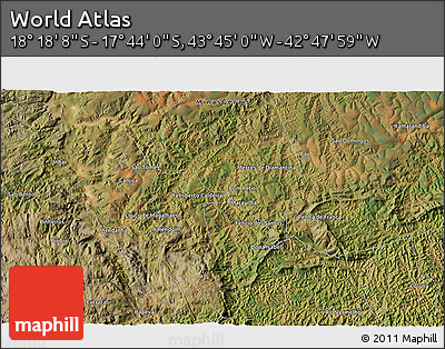 Satellite 3D Map of the Area around 18° 1' 4" S, 43° 16' 29" W