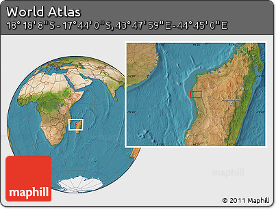 Satellite Location Map of the Area around 18° 1' 4" S, 44° 16' 29" E