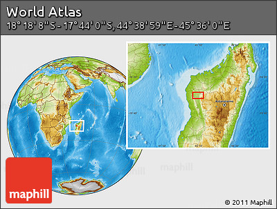 Physical Location Map of the Area around 18° 1' 4" S, 45° 7' 30" E