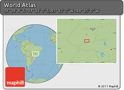 Savanna Style Location Map of the Area around 18° 1' 4" S, 49° 13' 30" W