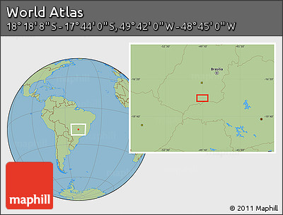Savanna Style Location Map of the Area around 18° 1' 4" S, 49° 13' 30" W