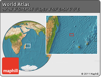 Satellite Location Map of the Area around 18° 1' 4" S, 53° 37' 30" E