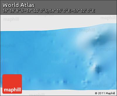 Physical 3D Map of the Area around 18° 1' 4" S, 58° 43' 30" E