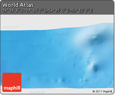 Physical 3D Map of the Area around 18° 1' 4" S, 58° 43' 30" E