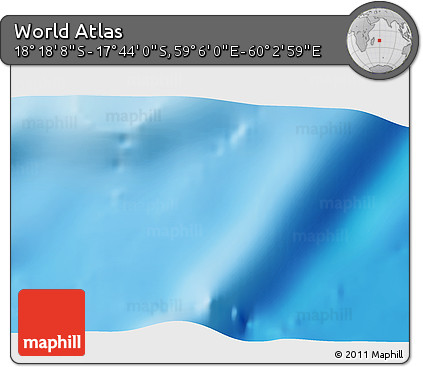 Physical 3D Map of the Area around 18° 1' 4" S, 59° 34' 30" E