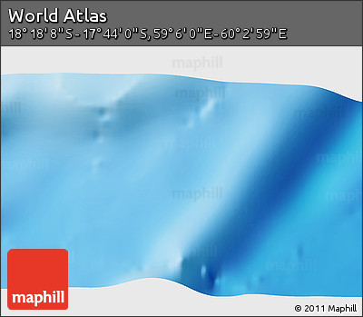 Physical 3D Map of the Area around 18° 1' 4" S, 59° 34' 30" E