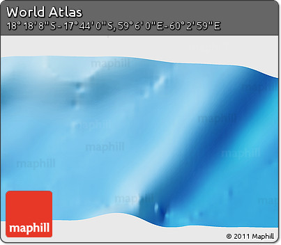 Physical 3D Map of the Area around 18° 1' 4" S, 59° 34' 30" E