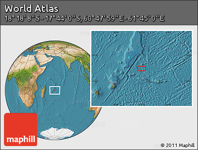Satellite Location Map of the Area around 18° 1' 4" S, 61° 16' 29" E