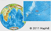 Physical Location Map of the area around 18° 1' 4" S, 62° 7' 30" E