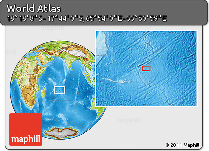 Physical Location Map of the Area around 18° 1' 4" S, 66° 22' 30" E