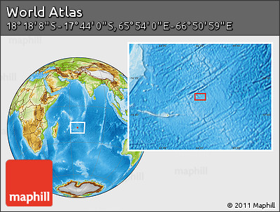 Physical Location Map of the Area around 18° 1' 4" S, 66° 22' 30" E