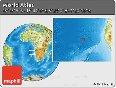 Physical Location Map of the Area around 18° 1' 4" S, 6° 52' 30" E
