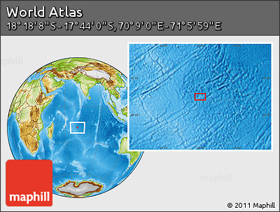 Physical Location Map of the Area around 18° 1' 4" S, 70° 37' 30" E