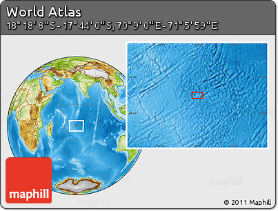 Physical Location Map of the Area around 18° 1' 4" S, 70° 37' 30" E