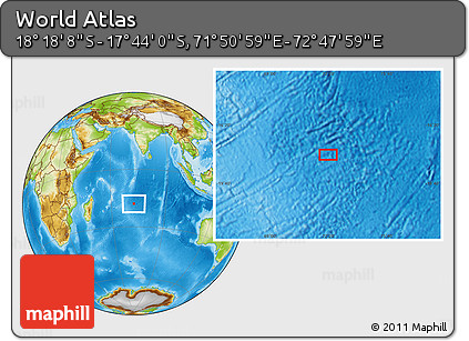 Physical Location Map of the Area around 18° 1' 4" S, 72° 19' 29" E
