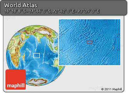 Physical Location Map of the Area around 18° 1' 4" S, 73° 10' 30" E