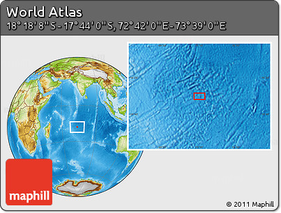 Physical Location Map of the Area around 18° 1' 4" S, 73° 10' 30" E
