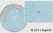 Gray Location Map of the area around 18° 1' 4" S, 74° 52' 30" E, hill shading