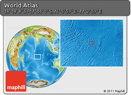 Physical Location Map of the Area around 18° 1' 4" S, 76° 34' 29" E