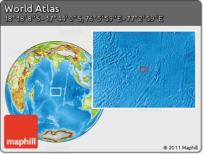 Physical Location Map of the Area around 18° 1' 4" S, 76° 34' 29" E