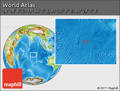Physical Location Map of the Area around 18° 1' 4" S, 79° 58' 29" E