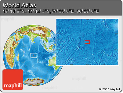 Physical Location Map of the Area around 18° 1' 4" S, 79° 58' 29" E