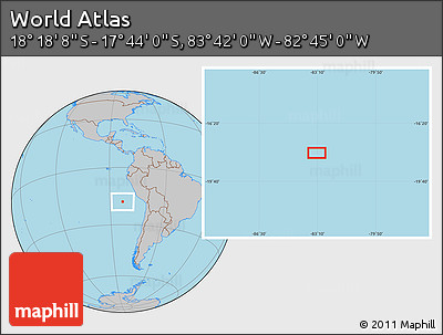 Gray Location Map of the Area around 18° 1' 4" S, 83° 13' 29" W