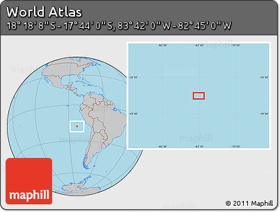 Gray Location Map of the Area around 18° 1' 4" S, 83° 13' 29" W