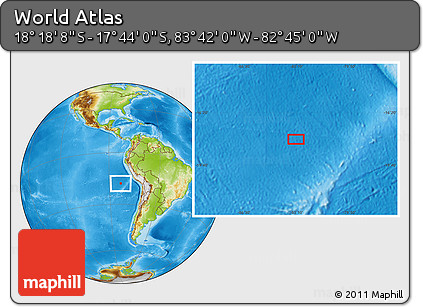 Physical Location Map of the Area around 18° 1' 4" S, 83° 13' 29" W