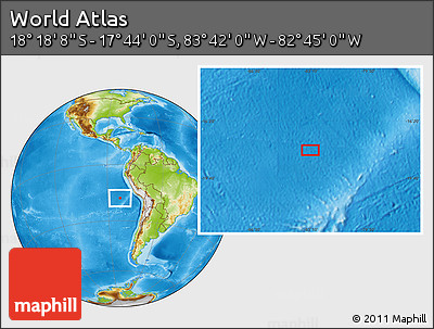 Physical Location Map of the Area around 18° 1' 4" S, 83° 13' 29" W