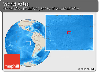 Shaded Relief Location Map of the Area around 18° 1' 4" S, 89° 10' 30" W