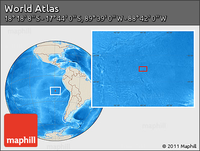Shaded Relief Location Map of the Area around 18° 1' 4" S, 89° 10' 30" W