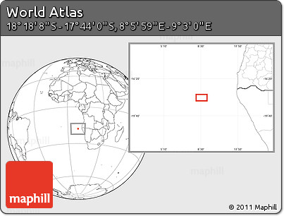 Blank Location Map of the Area around 18° 1' 4" S, 8° 34' 29" E