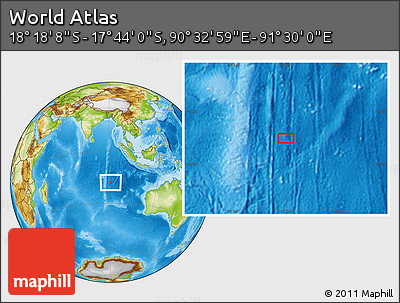 Physical Location Map of the Area around 18° 1' 4" S, 91° 1' 30" E
