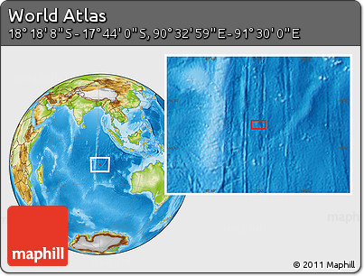 Physical Location Map of the Area around 18° 1' 4" S, 91° 1' 30" E