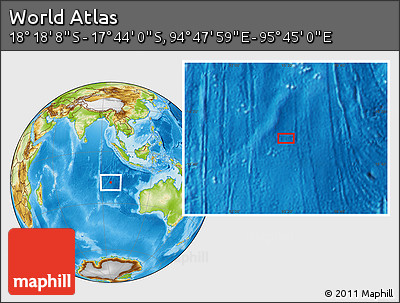 Physical Location Map of the Area around 18° 1' 4" S, 95° 16' 30" E