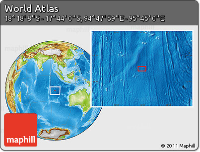Physical Location Map of the Area around 18° 1' 4" S, 95° 16' 30" E