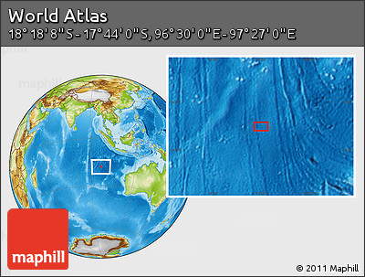 Physical Location Map of the Area around 18° 1' 4" S, 96° 58' 29" E