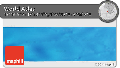 Physical Panoramic Map of the Area around 18° 1' 4" S, 9° 25' 30" E