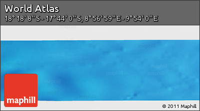 Physical Panoramic Map of the Area around 18° 1' 4" S, 9° 25' 30" E