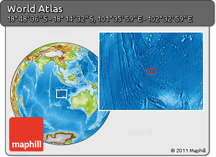 Physical Location Map of the Area around 18° 31' 34" S, 102° 4' 29" E