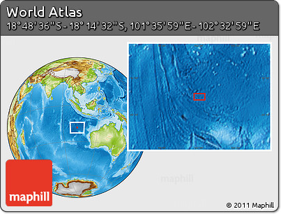 Physical Location Map of the Area around 18° 31' 34" S, 102° 4' 29" E